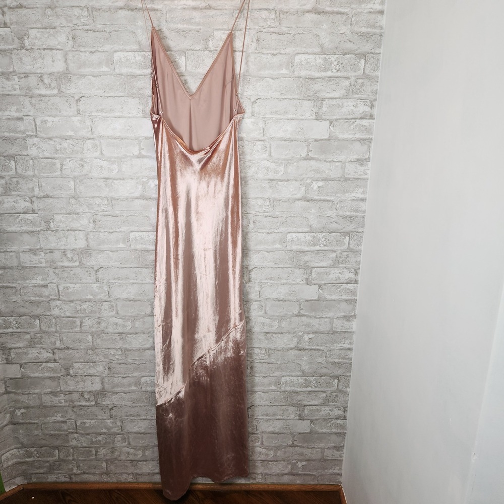 Fleur Du Mal Silk Velvet Maxi Slip Dress Platinum Rose NWT $695 Retail Sz 6 - Picture 4 of 9